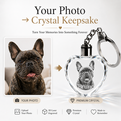 Custom 3D Photo Engraved on the K9 Crystal Keychain