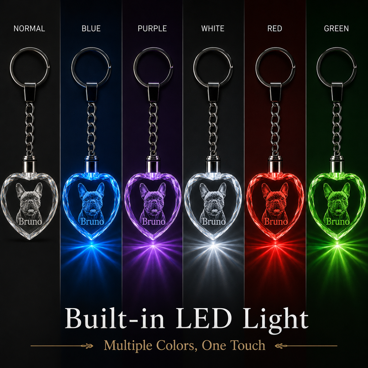 Custom 3D Photo Engraved on the K9 Crystal Keychain