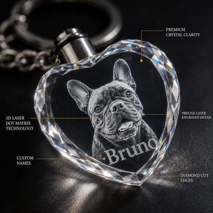 Custom 3D Photo Engraved on the K9 Crystal Keychain