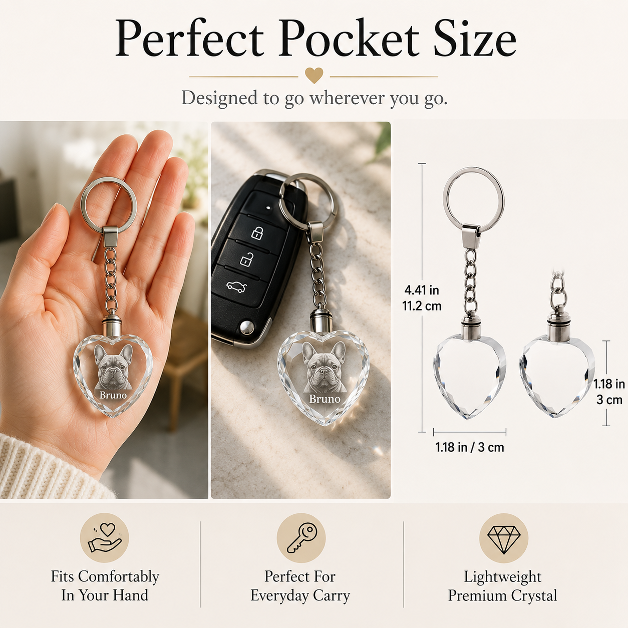 Custom 3D Photo Engraved on the K9 Crystal Keychain