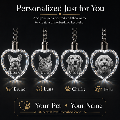 Custom 3D Photo Engraved on the K9 Crystal Keychain
